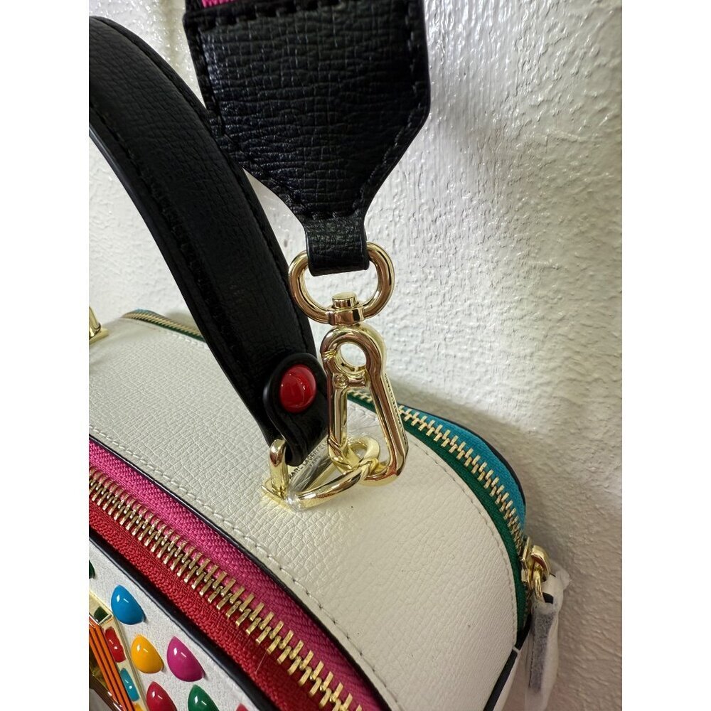 NEW KARL LAGERFELD Simone Rainbow Studded Crossbody Bag White Premium Leather - Picture 5 of 15